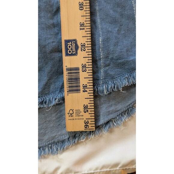 Thread & Supply Shirt Dress 100% Lyocell Vertical Stripe Frayed Hem Med - Picture 8 of 8